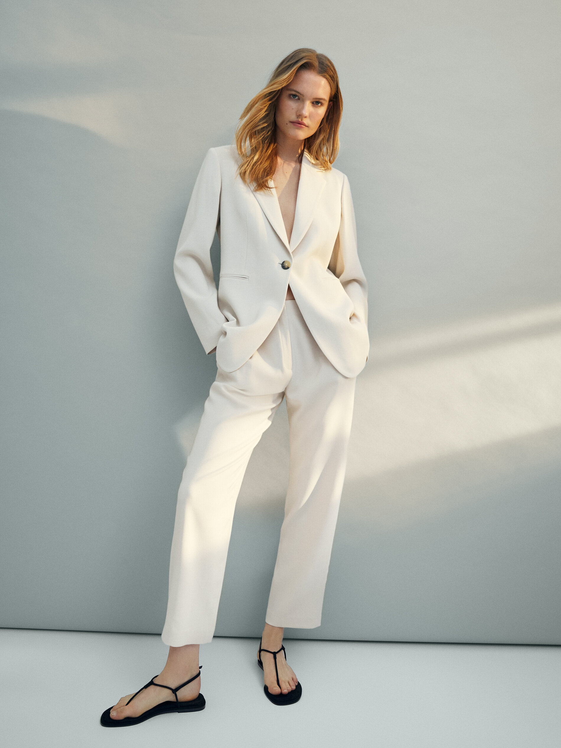 massimo dutti white blazer