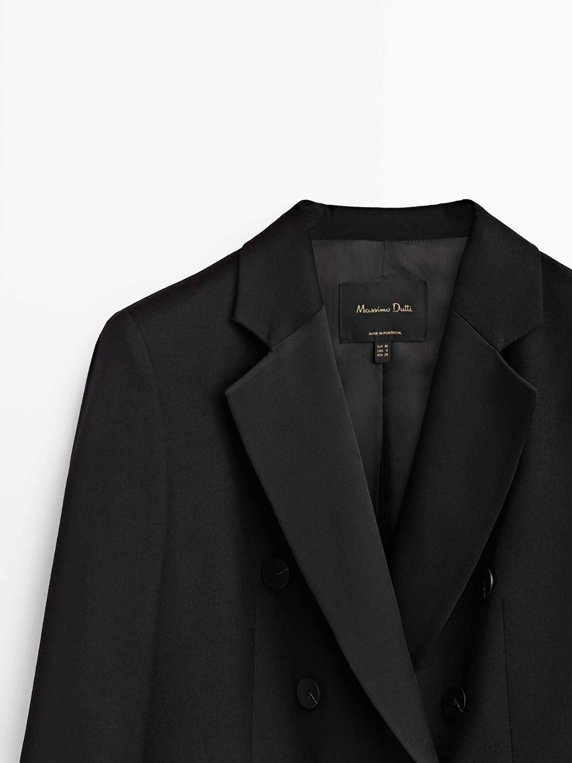 Massimo Dutti - Double-breasted wool blazer with satin lapels