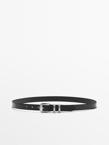 Leather belt with double belt loop