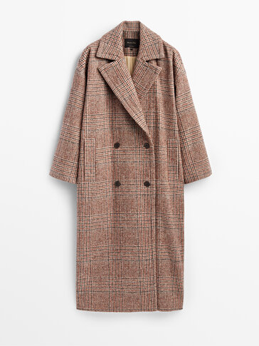 massimo dutti checked wool coat