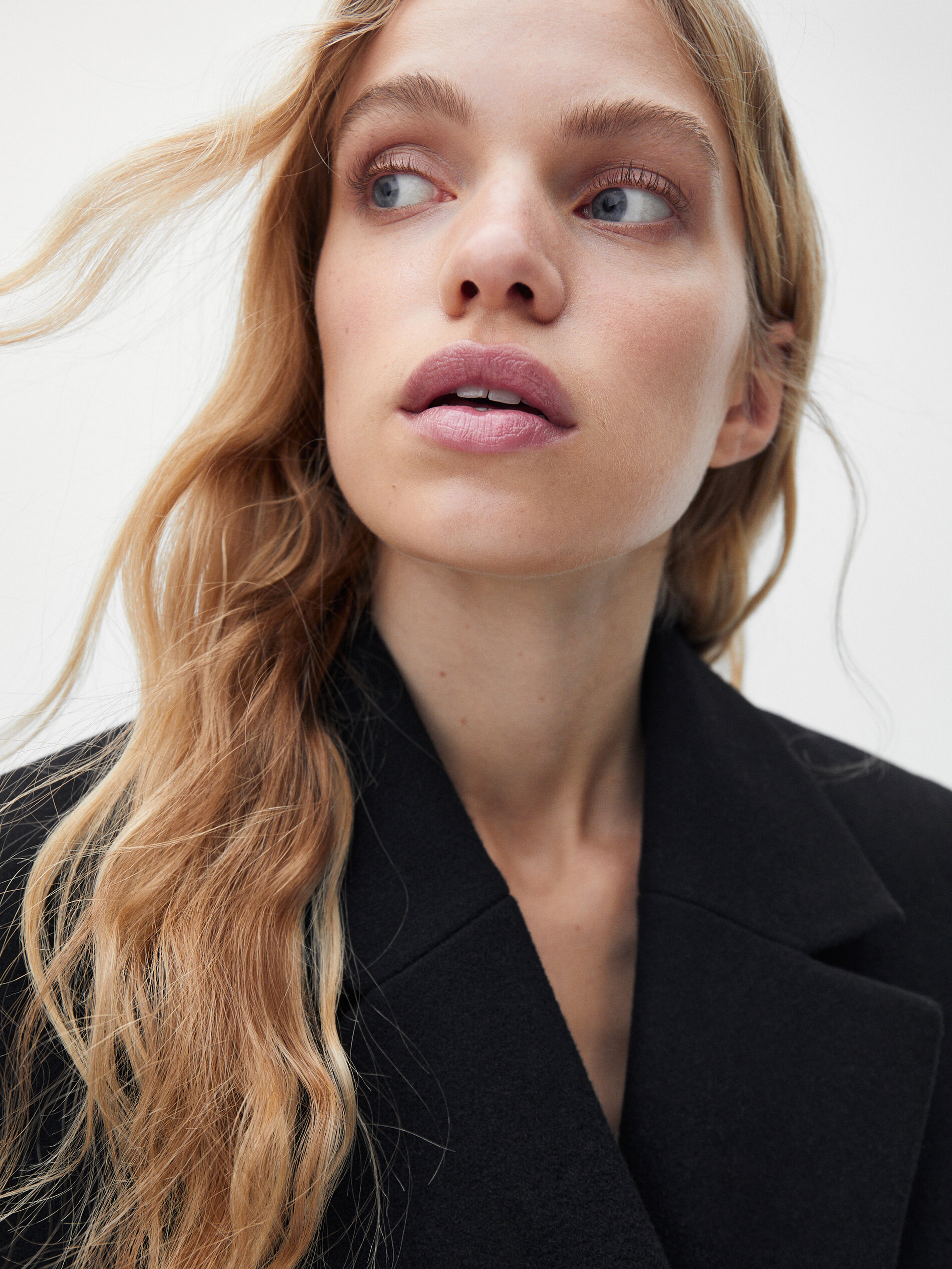 massimo dutti black wool coat