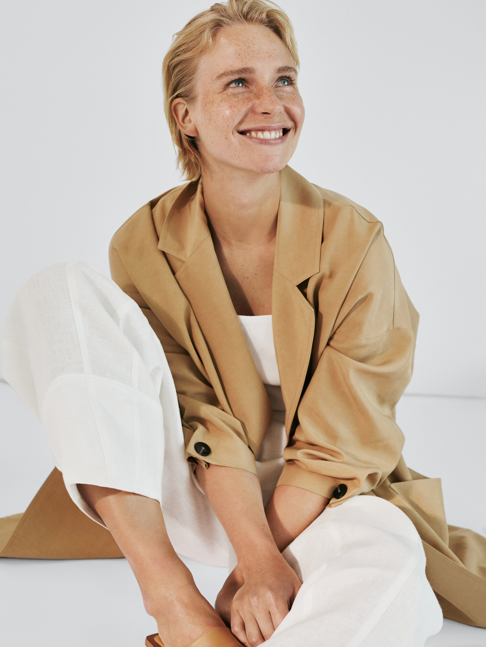 Linen lyocell trench jacket - null 