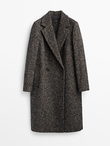 Manteau long en laine texturée