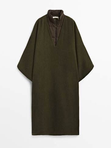 Wool cape with detachable inner waistcoat