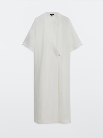 Crossover 100% linen dress