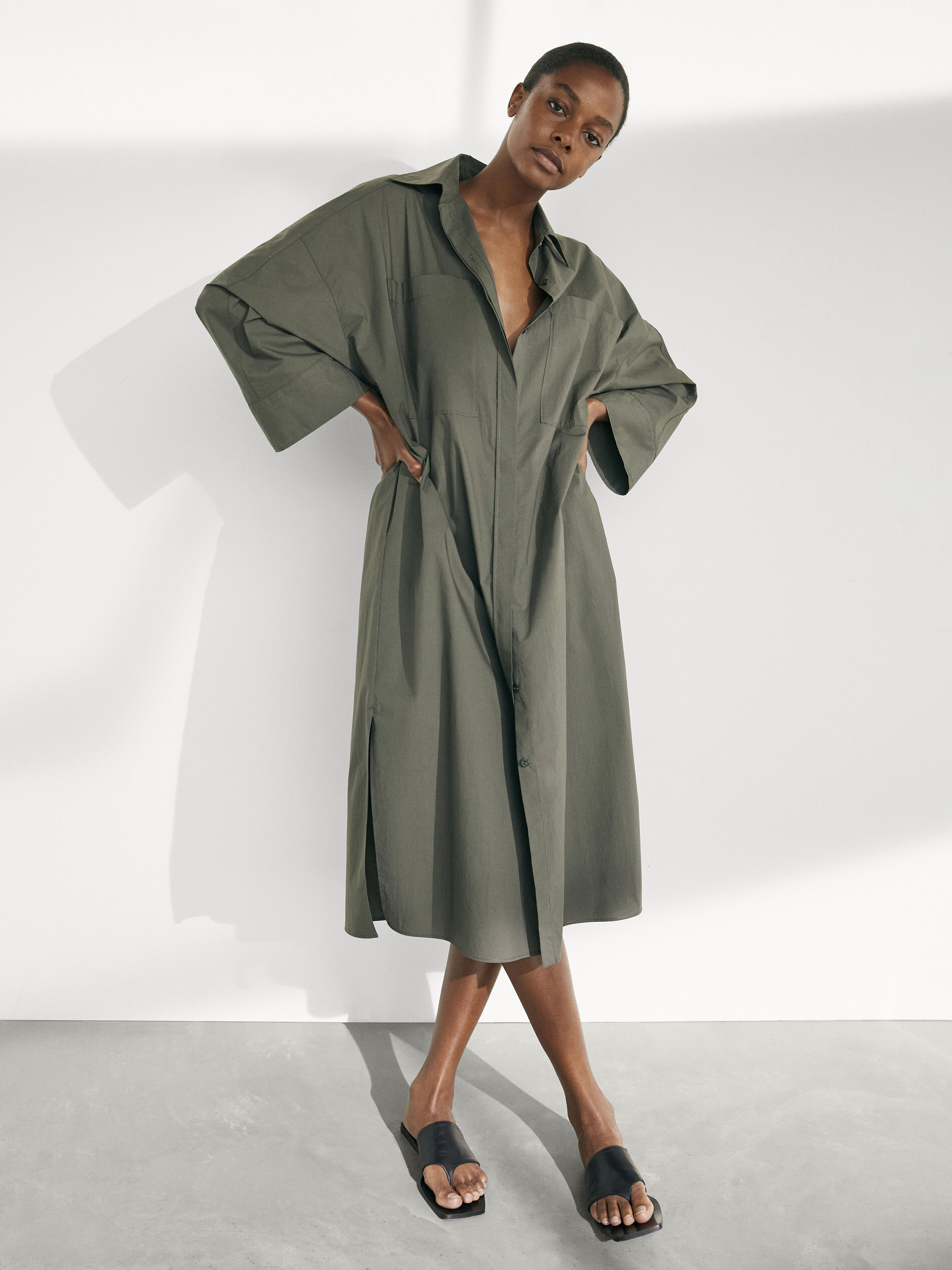 poplin shirt dress - Women - Massimo Dutti