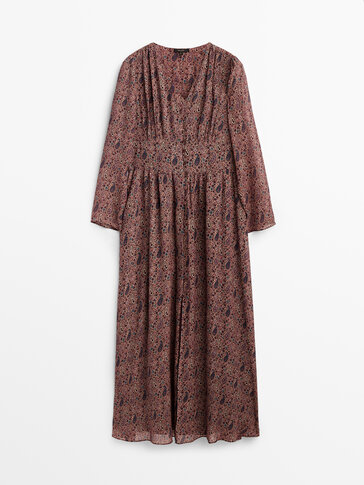 Długa sukienka z nadrukiem we wzór paisley