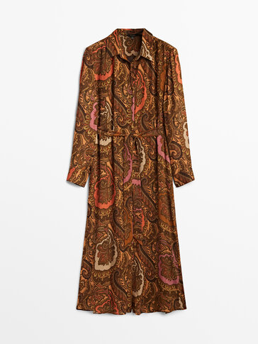 Lang kjole med paisley-mønster