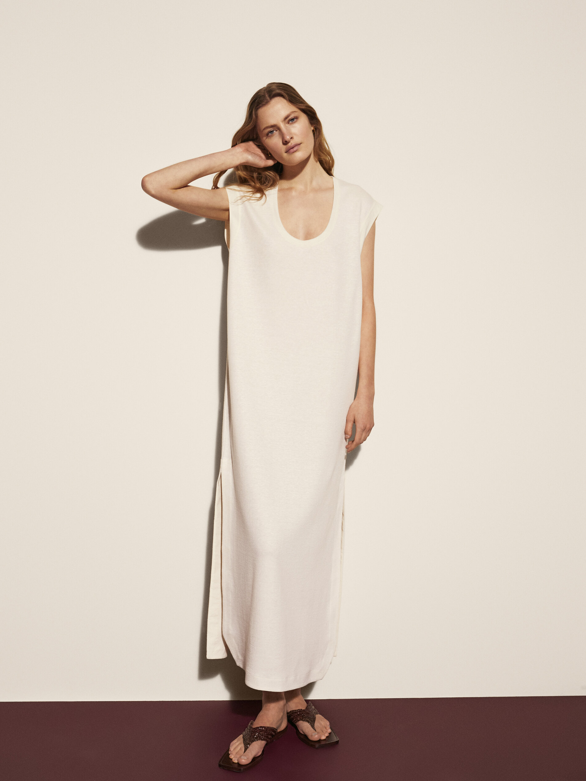 white cotton long dress
