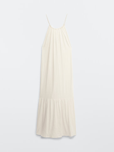 Μακρύ κρεπ φόρεμα με λαιμόκοψη halter