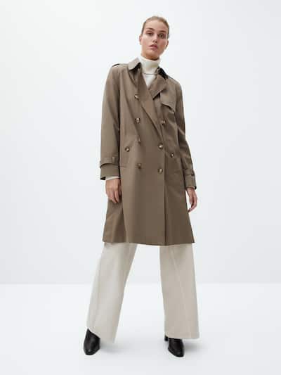 마시모두띠 트렌치 코트 Massimo Dutti Cotton trench coat with belt,MOLE BROWN