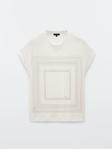 Quadratisches Shirt aus reiner Baumwolle mit Streifen