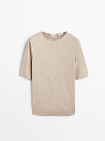 100% zijden T-shirt met mouwen op ellebooglengte Limited Edition