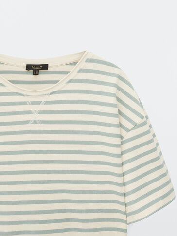 Cotton short sleeve striped T-shirt