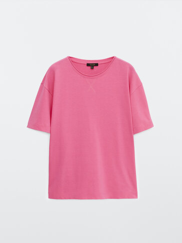 Curly collared cotton T-shirt