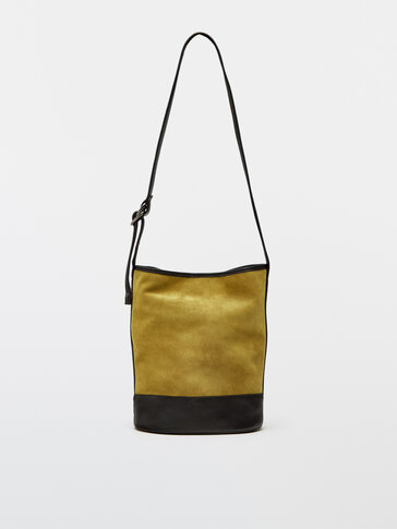 Split suede and nappa leather bucket bag