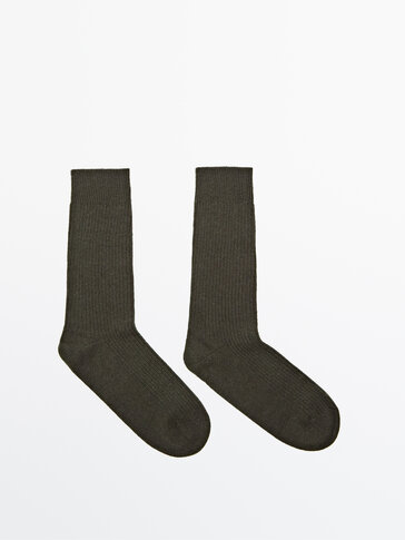 Ribbed cashmere wool socks