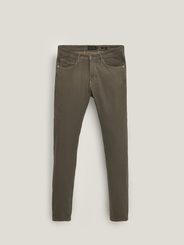 מכנסי דנים בגזרת ג׳ינס עם טקסטורה SLIM FIT