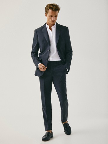 Slim fit 100% super 130's wool trousers