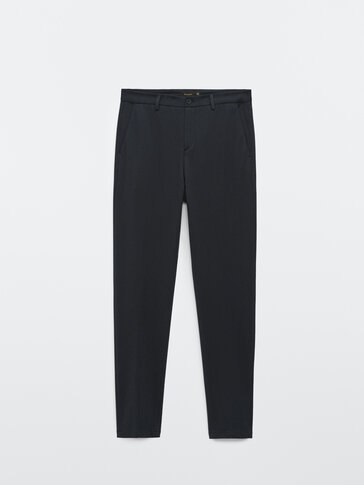 Navy blue slim fit trousers