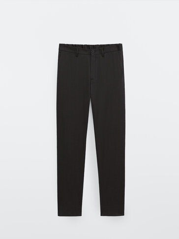 Casual fit 100% wool trousers
