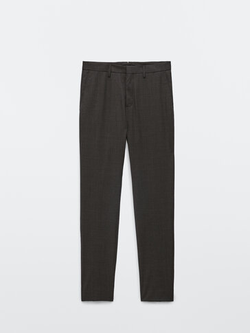 Slim fit houndstooth wool trousers