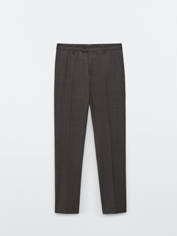 100% wool check trousers