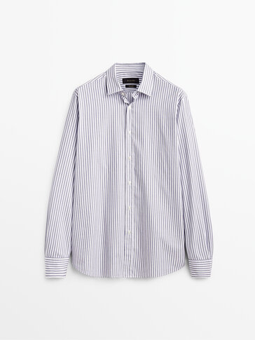 Slim-fit striped 100% cotton shirt