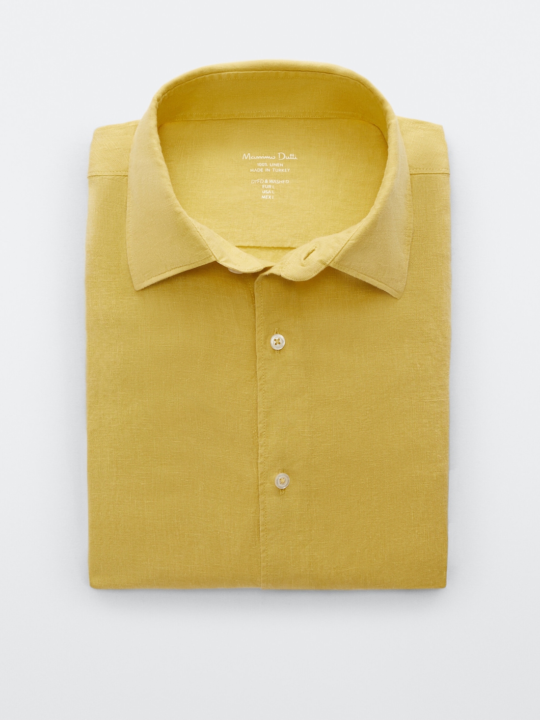 0-312 Рубашка облегающего кроя из 100% крашеного льна Massimo Dutti
