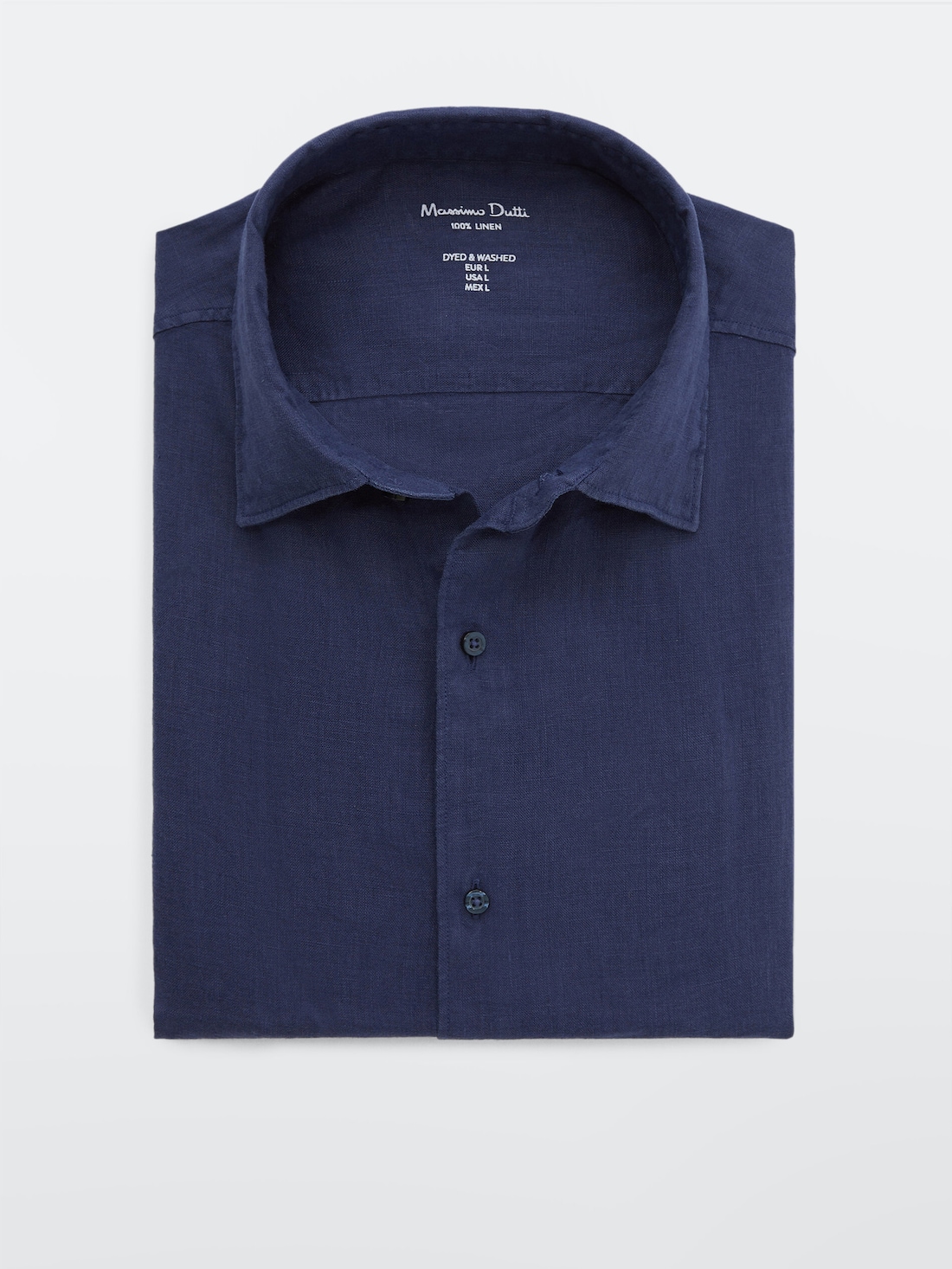 СИНИЙ Рубашка облегающего кроя из 100% крашеного льна Massimo Dutti