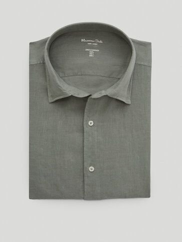 Košulja kroja slim od 100% obojenog lana