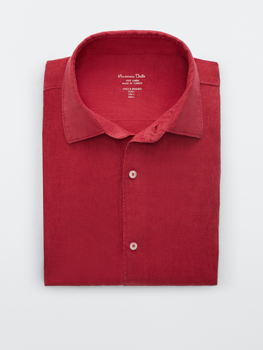 КРАСНЫЙ Рубашка облегающего кроя из 100% крашеного льна Massimo Dutti