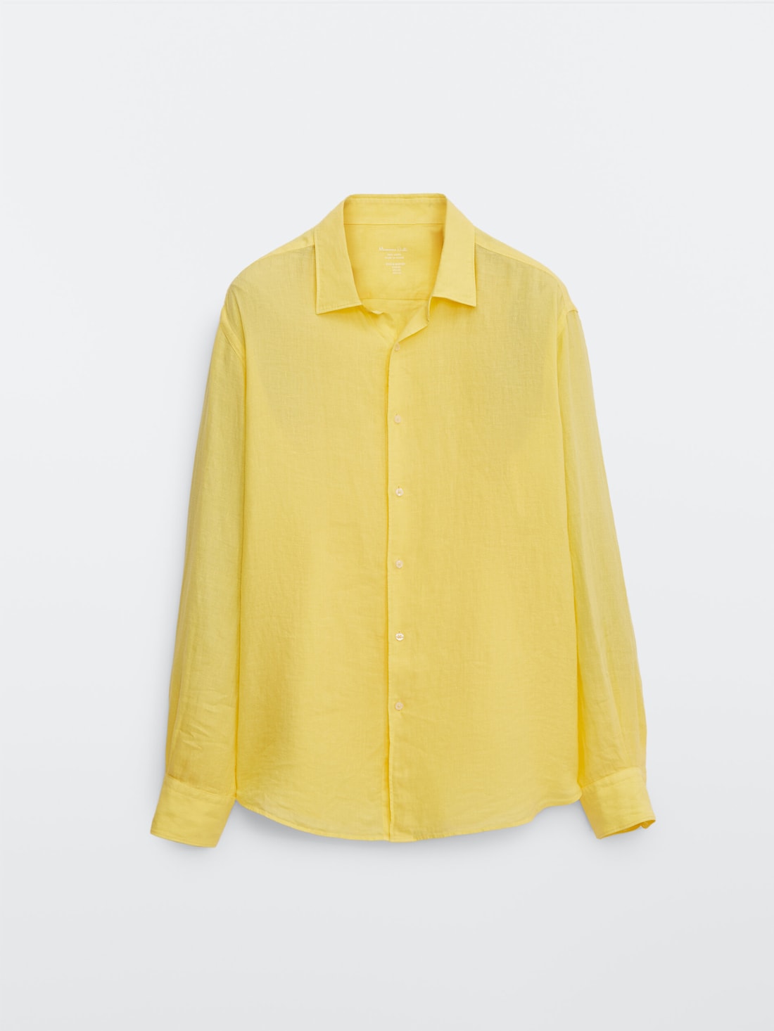 ЖЕЛТЫЙ СРЕДНИЙ Рубашка облегающего кроя из 100% крашеного льна Massimo Dutti
