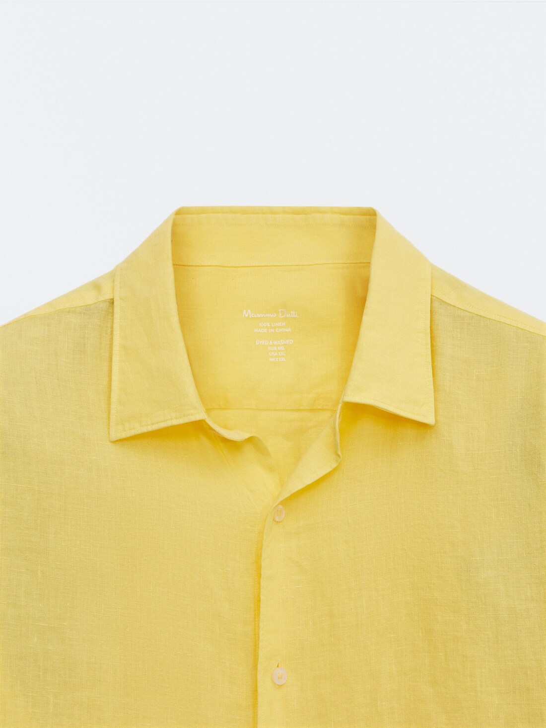 Рубашка облегающего кроя из 100% крашеного льна ЖЕЛТЫЙ СРЕДНИЙ Massimo Dutti