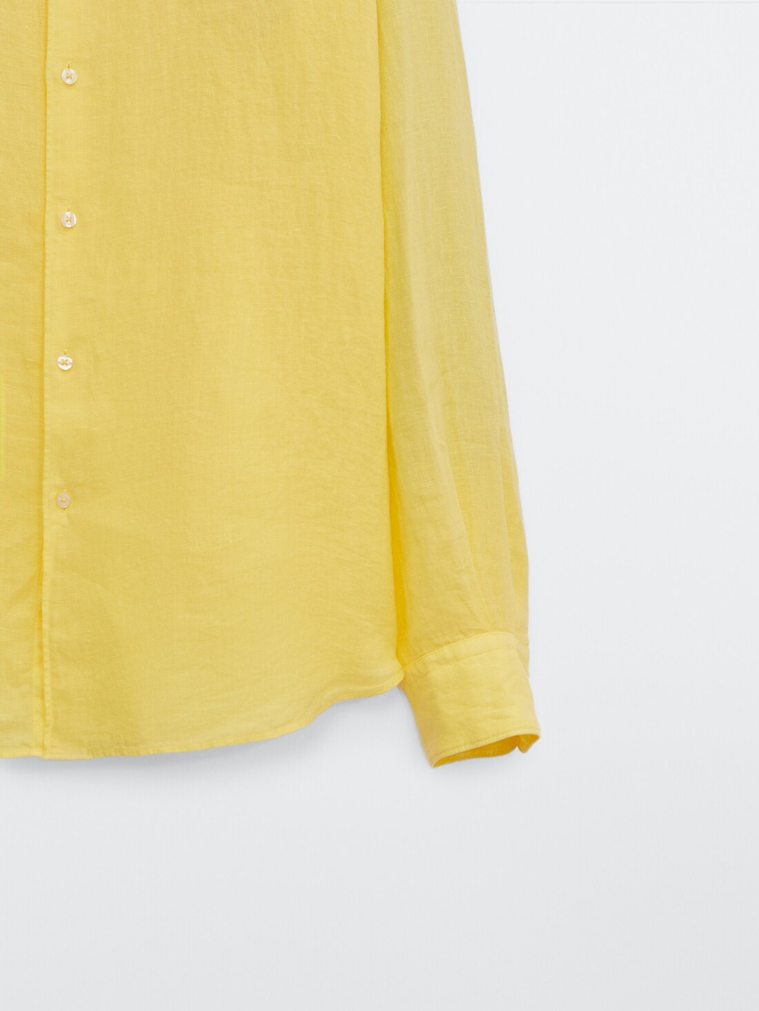 Рубашка облегающего кроя из 100% крашеного льна ЖЕЛТЫЙ СРЕДНИЙ Massimo Dutti