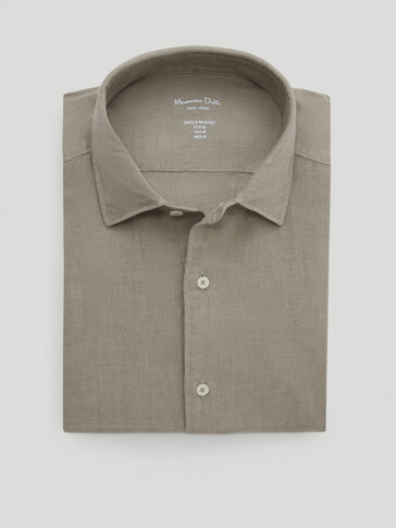 Рубашка облегающего кроя из 100% крашеного льна