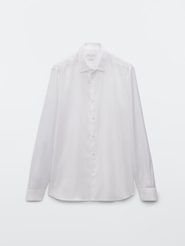 100% cotton slim-fit herringbone shirt