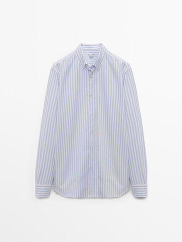 Regular fit cotton striped shirt