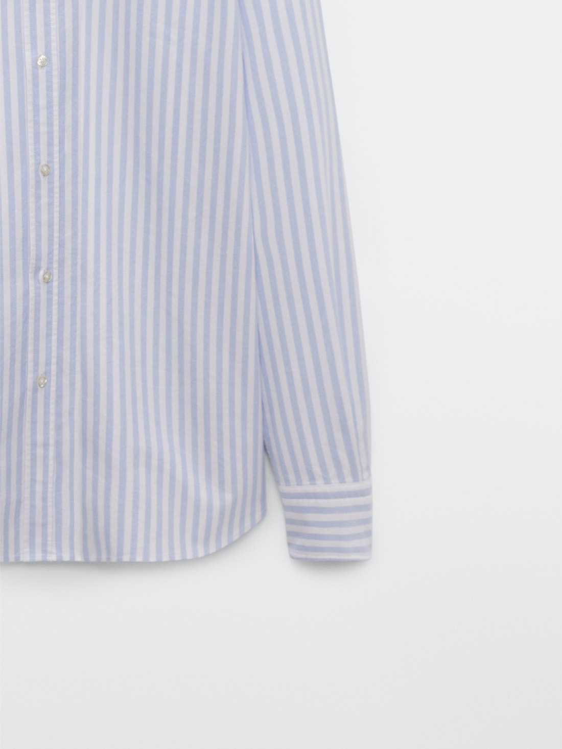 Хлопковая рубашка классического кроя в полоску НЕБЕСНО-ГОЛУБОЙ Massimo Dutti