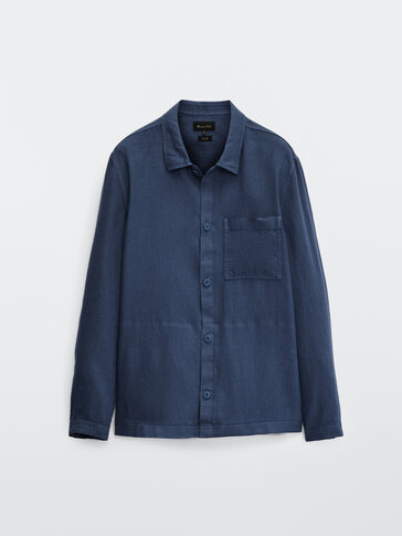Linen overshirt with side pocket