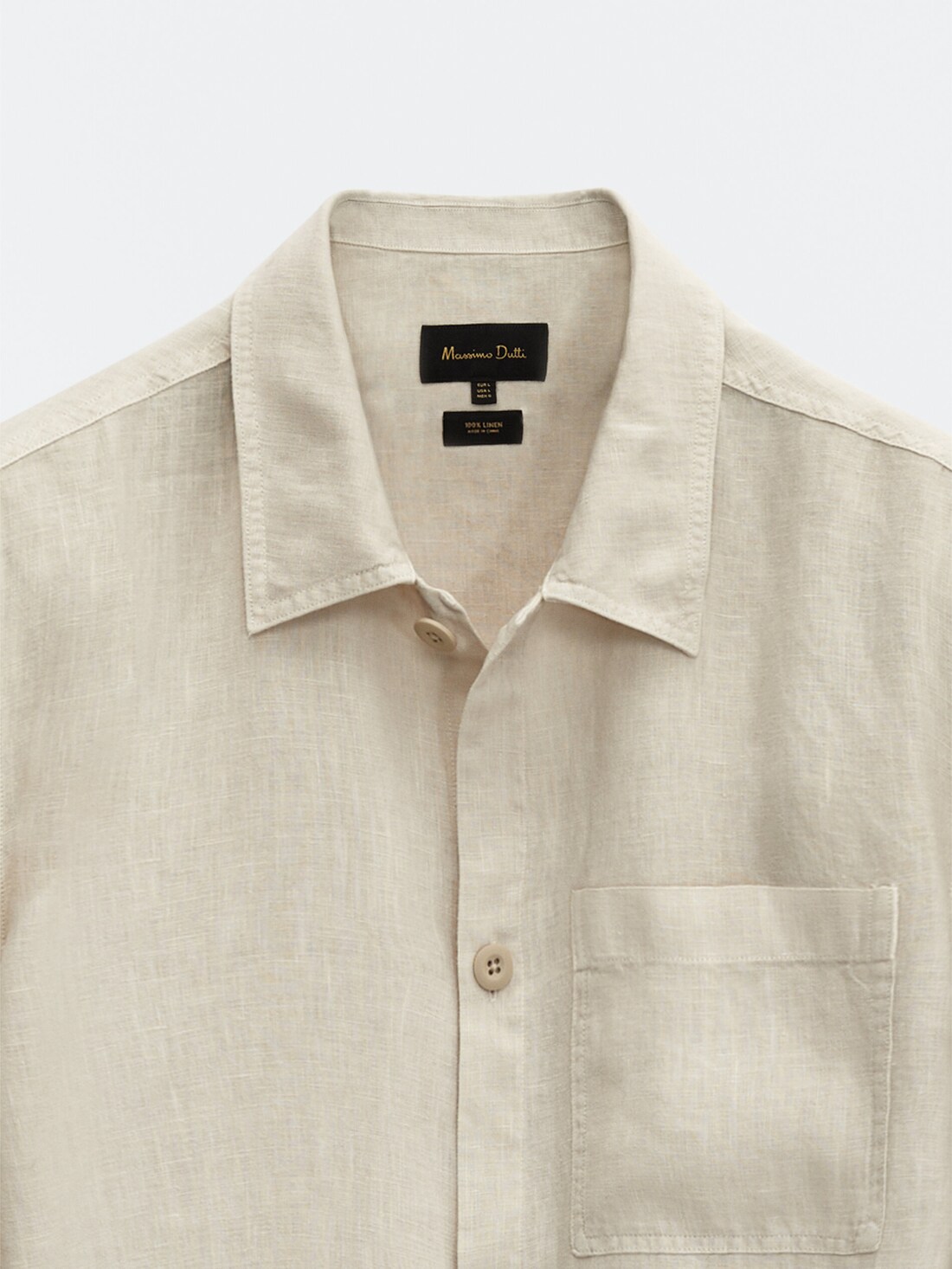 Льняная куртка-рубашка с боковым карманом БЕЖЕВЫЙ Massimo Dutti