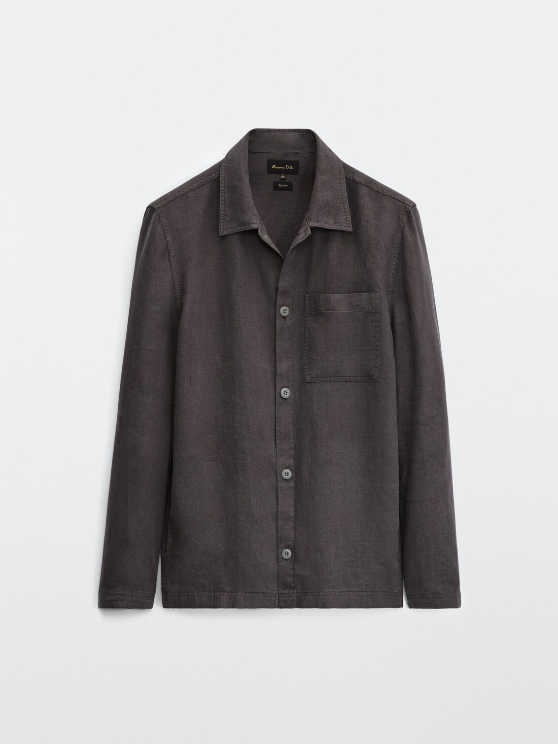 СЕРЫЙ Льняная куртка-рубашка с боковым карманом Massimo Dutti