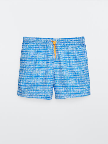 Mini stripe print swimming trunks