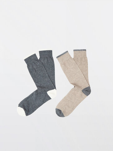 Комплект памучни чорапи с контрастни пръсти