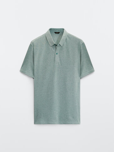 Short sleeve cotton Oxford polo shirt