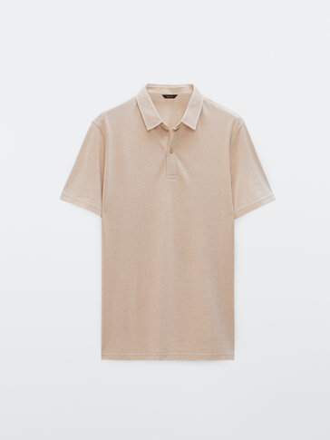 Short sleeve cotton Oxford polo shirt