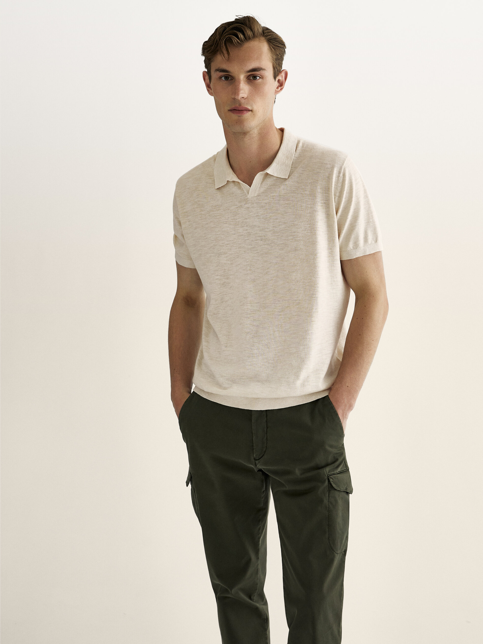 arket cotton linen polo shirt