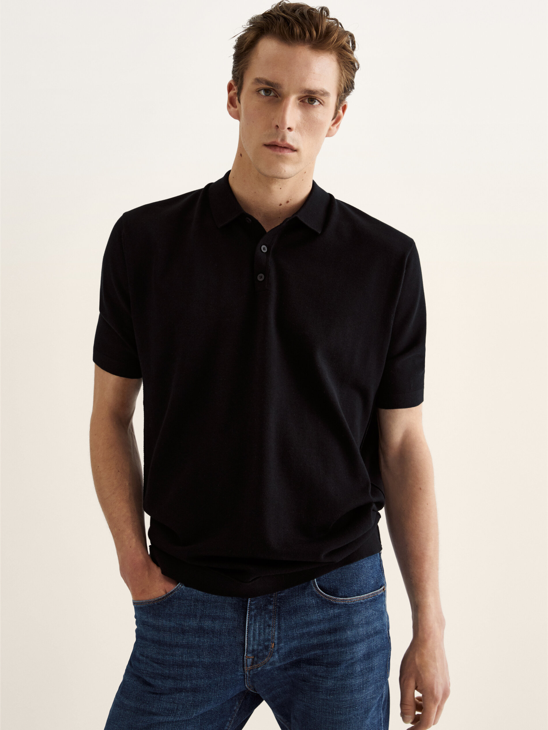 men's sweater polo short sleeve