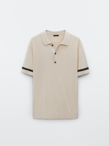 Short sleeve striped knit polo