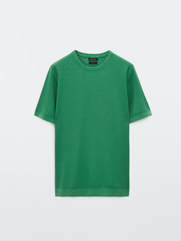 Knit short sleeve cotton T-shirt